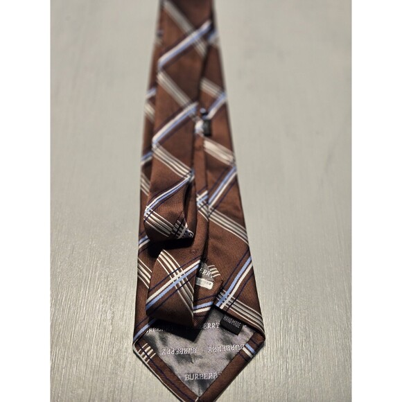 Burberry London 100% Italian Silk Textured Stripe Men's Necktie Italy - Picture 10 of 11
